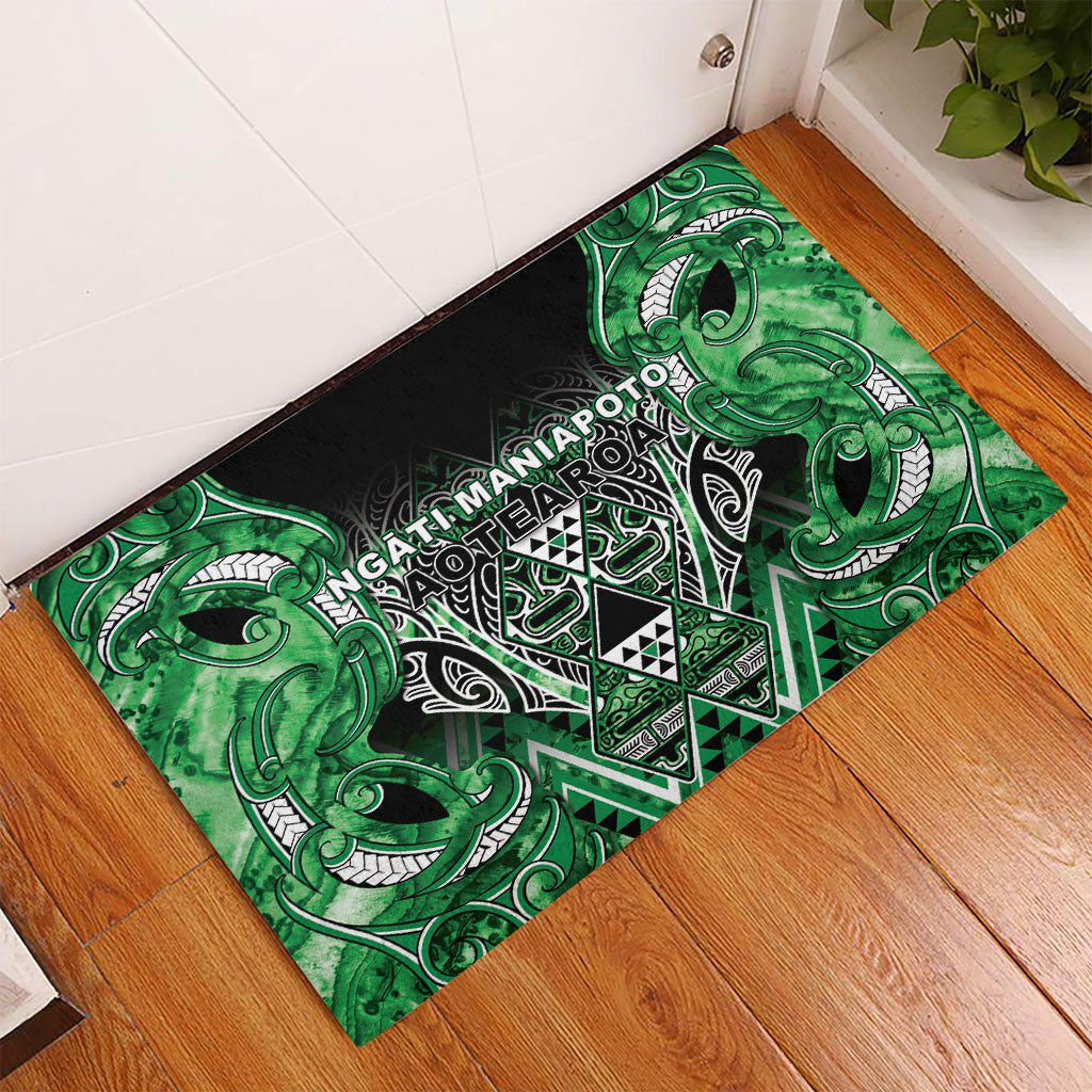 Aotearoa Ngati Maniapoto Rubber Doormat Maori Tribal Green Paua Shell Pattern DT05 - Polynesian Pride