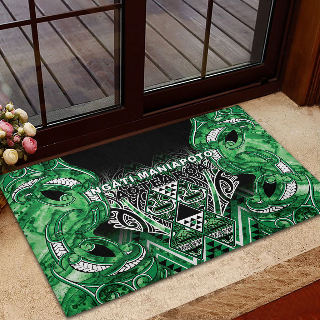 Aotearoa Ngati Maniapoto Rubber Doormat Maori Tribal Green Paua Shell Pattern DT05 - Polynesian Pride