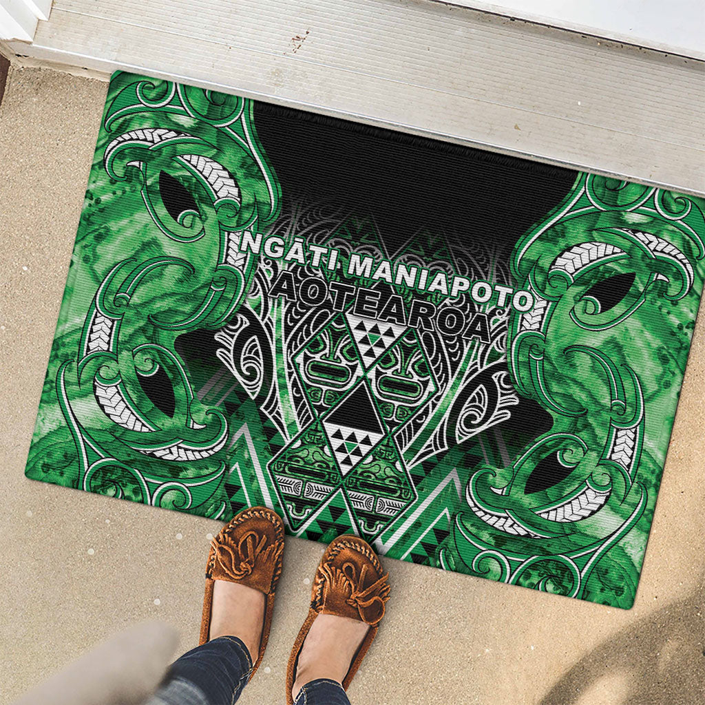Aotearoa Ngati Maniapoto Rubber Doormat Maori Tribal Green Paua Shell Pattern DT05 - Polynesian Pride
