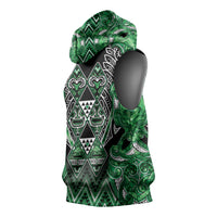 Aotearoa Ngati Maniapoto Sleeveless Hoodie Maori Tribal Green Paua Shell Pattern DT05 - Polynesian Pride