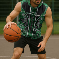 Aotearoa Ngati Maniapoto Sleeveless Hoodie Maori Tribal Green Paua Shell Pattern DT05 - Polynesian Pride