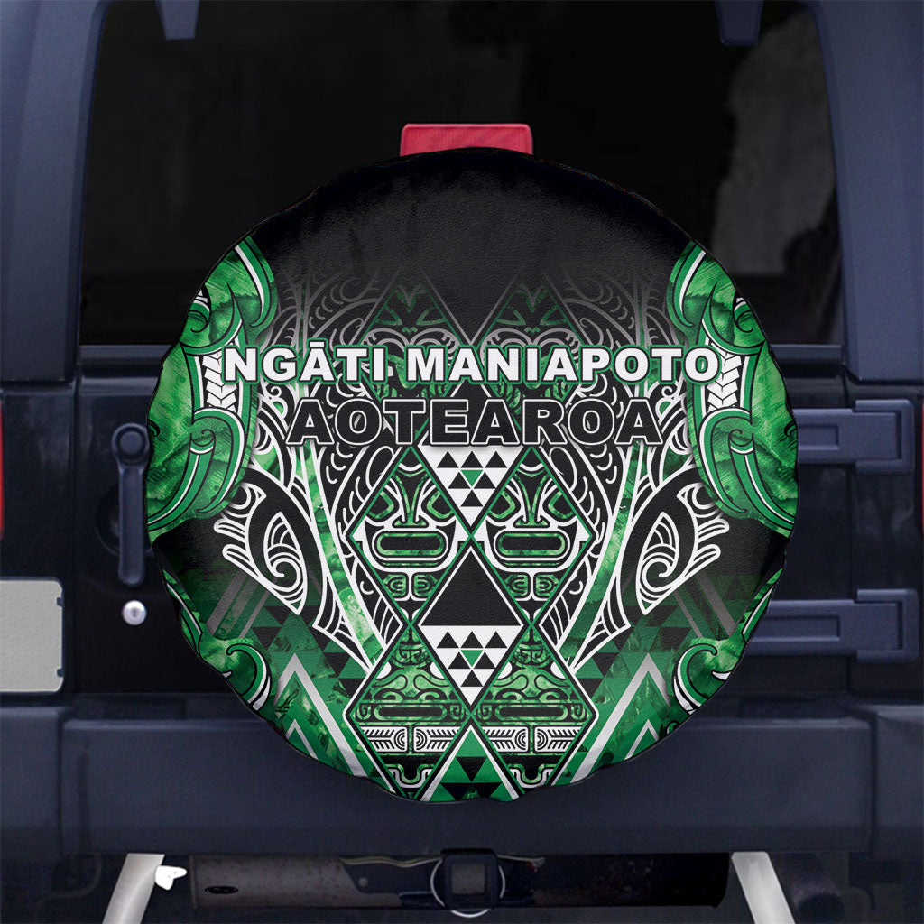 Aotearoa Ngati Maniapoto Spare Tire Cover Maori Tribal Green Paua Shell Pattern DT05 No hole Green - Polynesian Pride