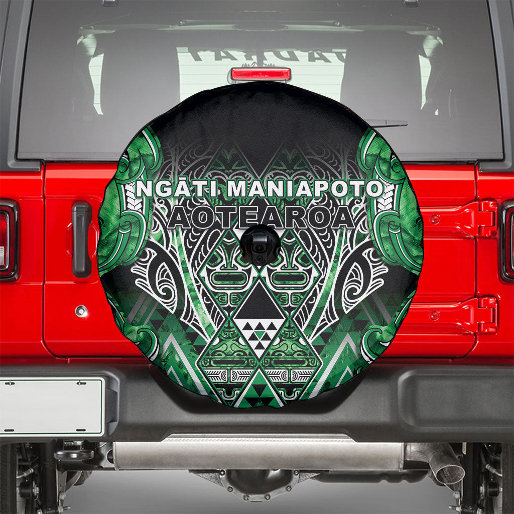 Aotearoa Ngati Maniapoto Spare Tire Cover Maori Tribal Green Paua Shell Pattern DT05 - Polynesian Pride