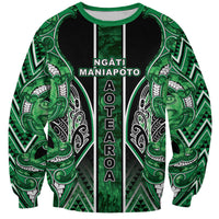 Aotearoa Ngati Maniapoto Sweatshirt Maori Tribal Green Paua Shell Pattern DT05 Unisex Green - Polynesian Pride
