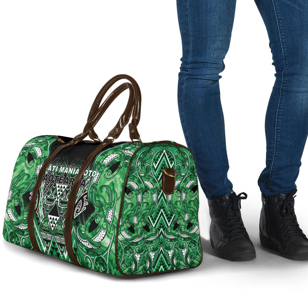 Aotearoa Ngati Maniapoto Travel Bag Maori Tribal Green Paua Shell Pattern DT05 - Polynesian Pride
