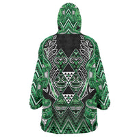 Aotearoa Ngati Maniapoto Wearable Blanket Hoodie Maori Tribal Green Paua Shell Pattern DT05 - Polynesian Pride