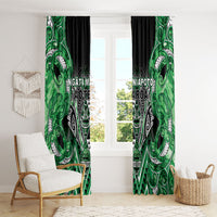 Aotearoa Ngati Maniapoto Window Curtain Maori Tribal Green Paua Shell Pattern DT05 - Polynesian Pride