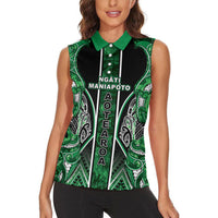 Aotearoa Ngati Maniapoto Women Sleeveless Polo Shirt Maori Tribal Green Paua Shell Pattern DT05 - Polynesian Pride
