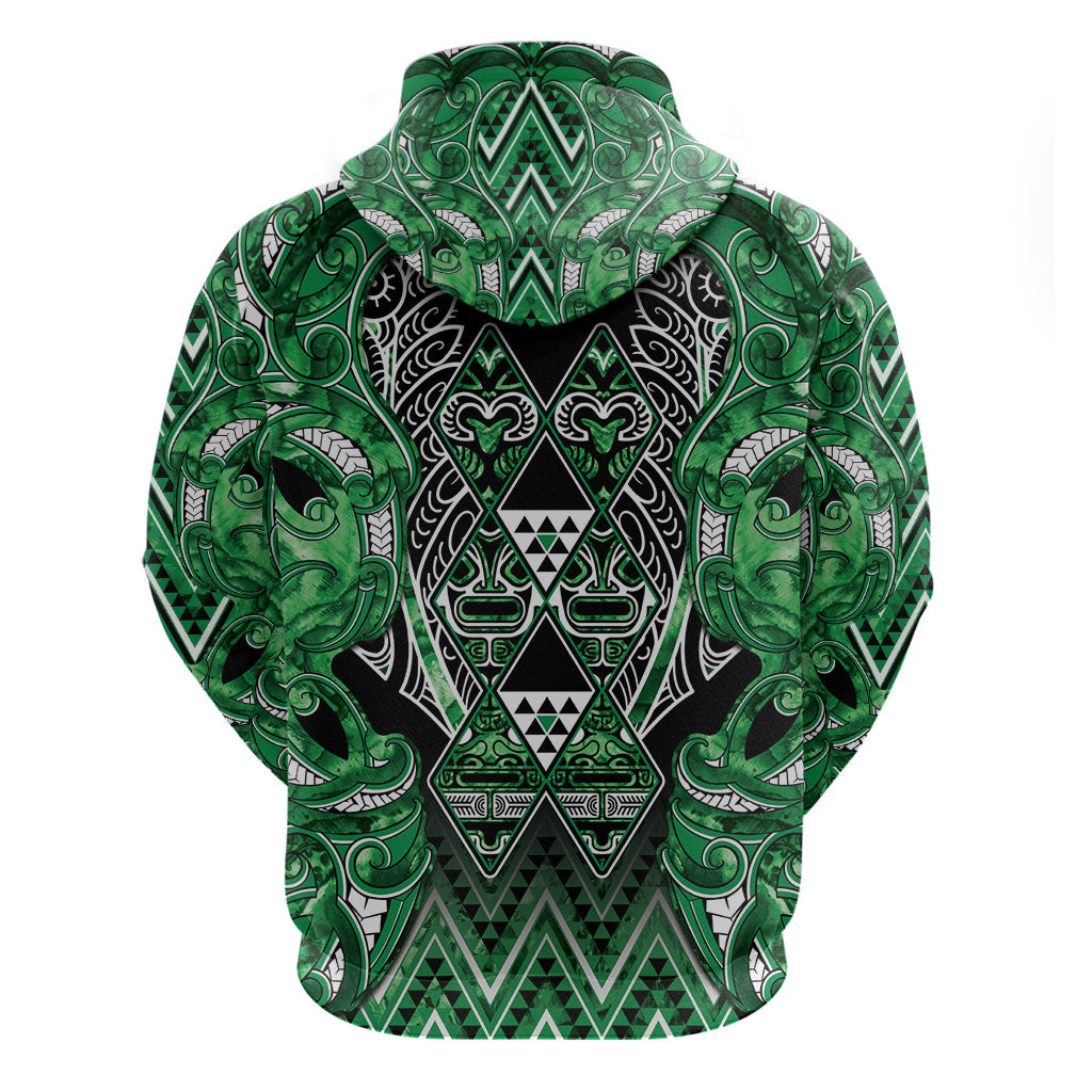 Aotearoa Ngati Maniapoto Zip Hoodie Maori Tribal Green Paua Shell Pattern DT05 - Polynesian Pride