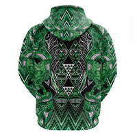 Aotearoa Ngati Maniapoto Zip Hoodie Maori Tribal Green Paua Shell Pattern DT05 - Polynesian Pride