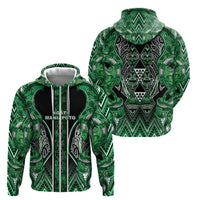 Aotearoa Ngati Maniapoto Zip Hoodie Maori Tribal Green Paua Shell Pattern DT05 - Polynesian Pride