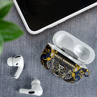 Aotearoa Ngati Raukawa AirPods Case Maori Tribal Yellow And Navy Paua Shell Pattern DT05 - Polynesian Pride