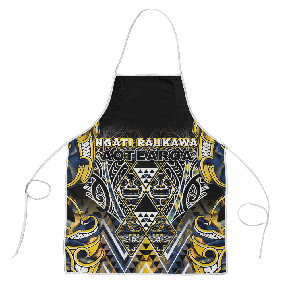 Aotearoa Ngati Raukawa Apron Maori Tribal Yellow And Navy Paua Shell Pattern DT05 Yellow - Polynesian Pride