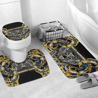 Aotearoa Ngati Raukawa Bathroom Set Maori Tribal Yellow And Navy Paua Shell Pattern DT05 Mat Set Only (3 pcs) One Size Yellow - Polynesian Pride