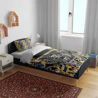 Aotearoa Ngati Raukawa Bedding Set Maori Tribal Yellow And Navy Paua Shell Pattern DT05 - Polynesian Pride