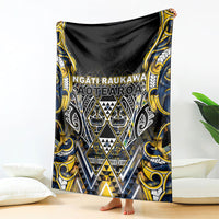 Aotearoa Ngati Raukawa Blanket Maori Tribal Yellow And Navy Paua Shell Pattern DT05 - Polynesian Pride