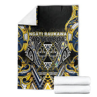 Aotearoa Ngati Raukawa Blanket Maori Tribal Yellow And Navy Paua Shell Pattern DT05 - Polynesian Pride