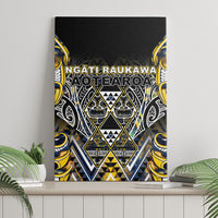 Aotearoa Ngati Raukawa Canvas Wall Art Maori Tribal Yellow And Navy Paua Shell Pattern DT05 - Polynesian Pride