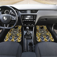 Aotearoa Ngati Raukawa Car Mats Maori Tribal Yellow And Navy Paua Shell Pattern DT05 Set 2pcs - Front Yellow - Polynesian Pride