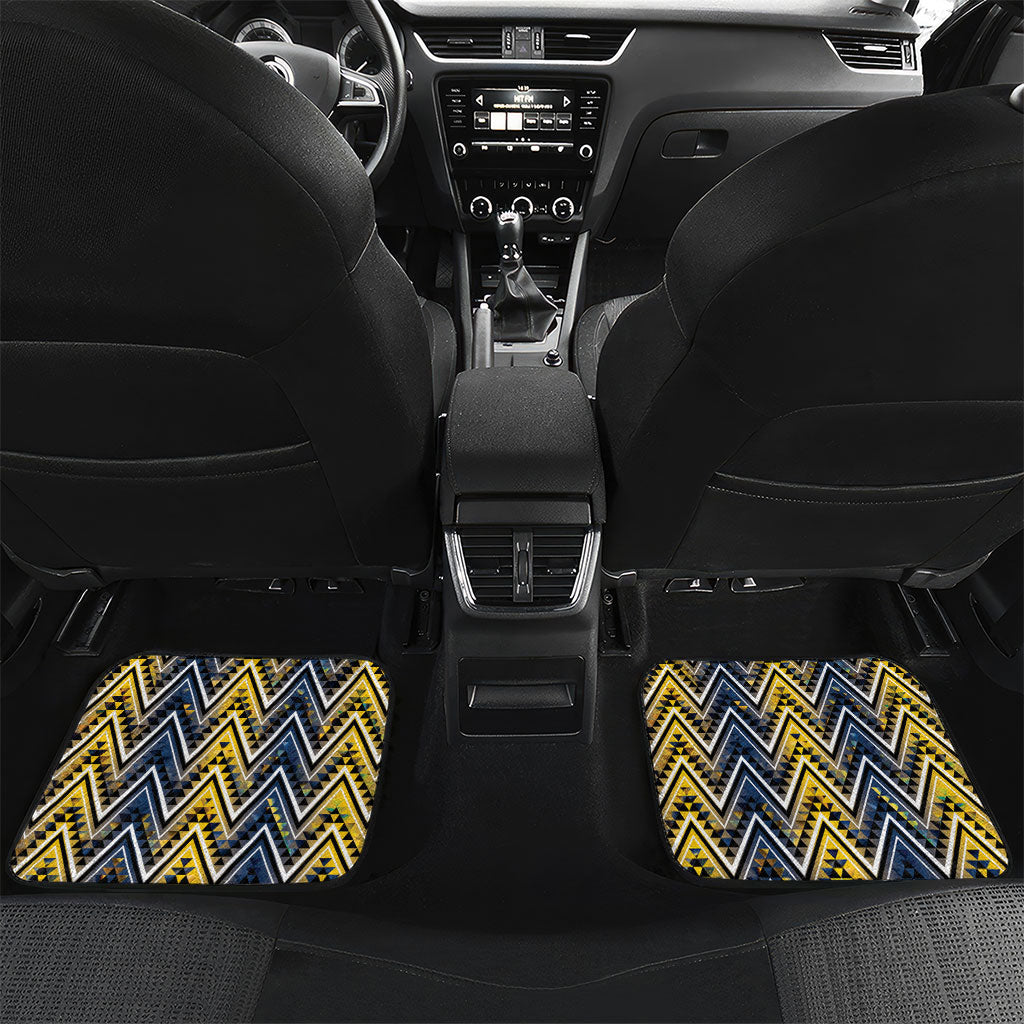 Aotearoa Ngati Raukawa Car Mats Maori Tribal Yellow And Navy Paua Shell Pattern DT05 Set 2pcs - Back Yellow - Polynesian Pride