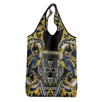 Aotearoa Ngati Raukawa Grocery Bag Maori Tribal Yellow And Navy Paua Shell Pattern DT05 - Polynesian Pride