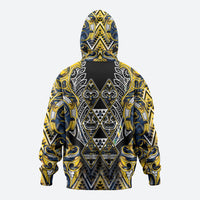 Aotearoa Ngati Raukawa Hoodie Maori Tribal Yellow And Navy Paua Shell Pattern DT05 - Polynesian Pride