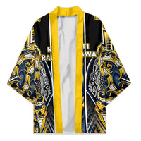 Aotearoa Ngati Raukawa Kimono Maori Tribal Yellow And Navy Paua Shell Pattern DT05 Unisex Yellow - Polynesian Pride