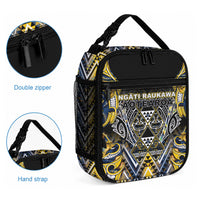 Aotearoa Ngati Raukawa Lunch Bag Maori Tribal Yellow And Navy Paua Shell Pattern