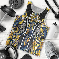 Aotearoa Ngati Raukawa Men Tank Top Maori Tribal Yellow And Navy Paua Shell Pattern DT05 - Polynesian Pride