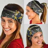 Aotearoa Ngati Raukawa Neck Gaiter Maori Tribal Yellow And Navy Paua Shell Pattern DT05 - Polynesian Pride