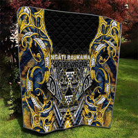 Aotearoa Ngati Raukawa Quilt Maori Tribal Yellow And Navy Paua Shell Pattern DT05 - Polynesian Pride