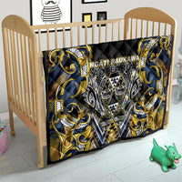 Aotearoa Ngati Raukawa Quilt Maori Tribal Yellow And Navy Paua Shell Pattern DT05 - Polynesian Pride