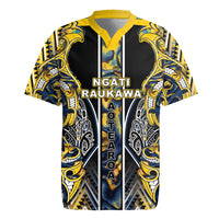 Aotearoa Ngati Raukawa Rugby Jersey Maori Tribal Yellow And Navy Paua Shell Pattern DT05 Yellow - Polynesian Pride