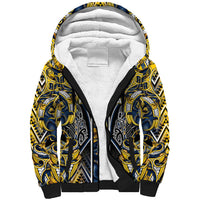 Aotearoa Ngati Raukawa Sherpa Hoodie Maori Tribal Yellow And Navy Paua Shell Pattern DT05 Unisex Yellow - Polynesian Pride