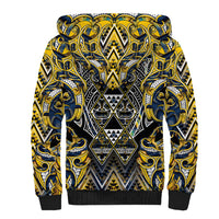 Aotearoa Ngati Raukawa Sherpa Hoodie Maori Tribal Yellow And Navy Paua Shell Pattern DT05 - Polynesian Pride