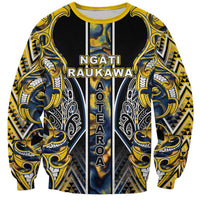 Aotearoa Ngati Raukawa Sweatshirt Maori Tribal Yellow And Navy Paua Shell Pattern DT05 Unisex Yellow - Polynesian Pride