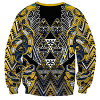Aotearoa Ngati Raukawa Sweatshirt Maori Tribal Yellow And Navy Paua Shell Pattern DT05 - Polynesian Pride