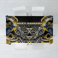 Aotearoa Ngati Raukawa Tablecloth Maori Tribal Yellow And Navy Paua Shell Pattern DT05 Yellow - Polynesian Pride