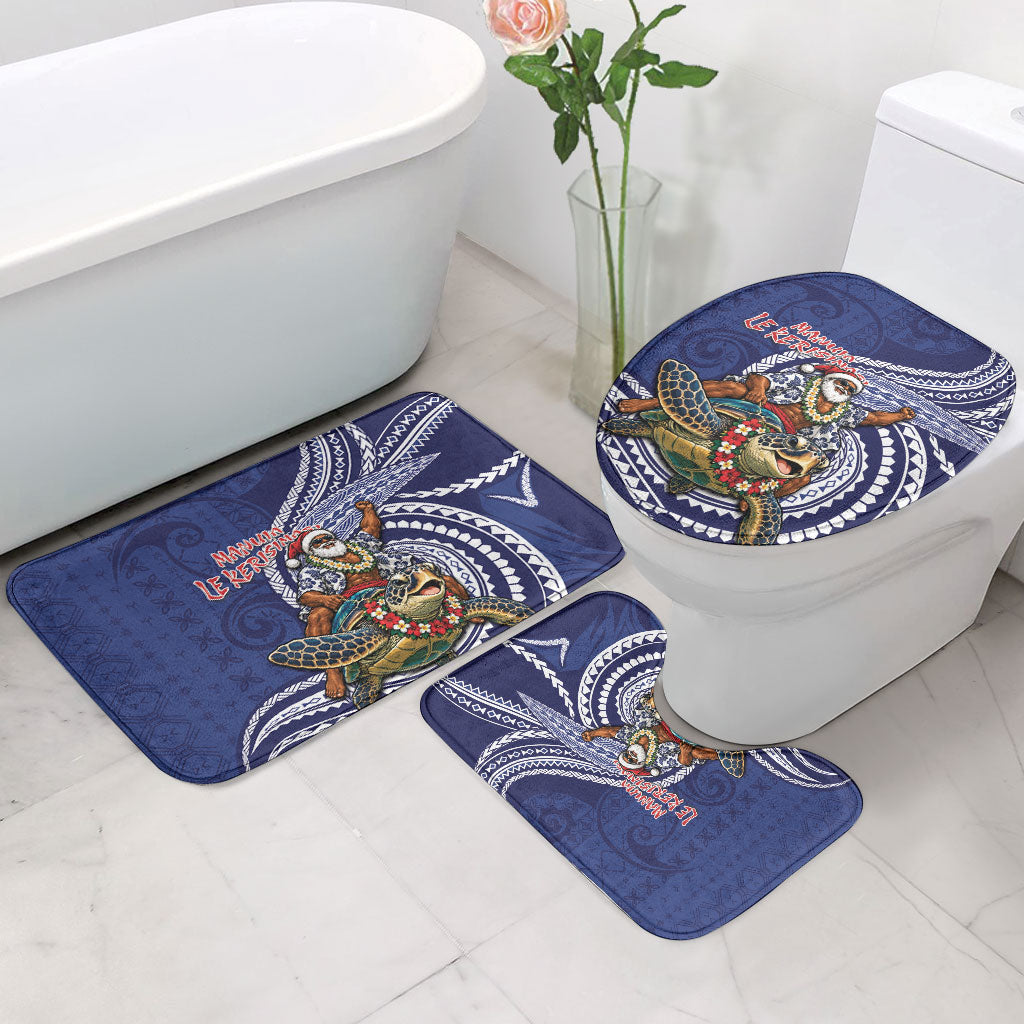 Samoa Christmas Bathroom Set Santa Riding Sea Turtle DT05 - Polynesian Pride