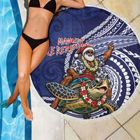 Samoa Christmas Beach Blanket Santa Riding Sea Turtle DT05 - Polynesian Pride