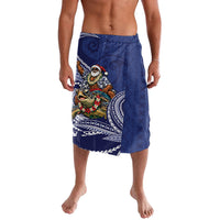 Samoa Christmas Lavalava Santa Riding Sea Turtle DT05 Navy - Polynesian Pride
