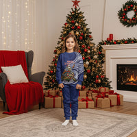 Samoa Christmas Pajama Set Santa Riding Sea Turtle DT05 Kid Navy - Polynesian Pride