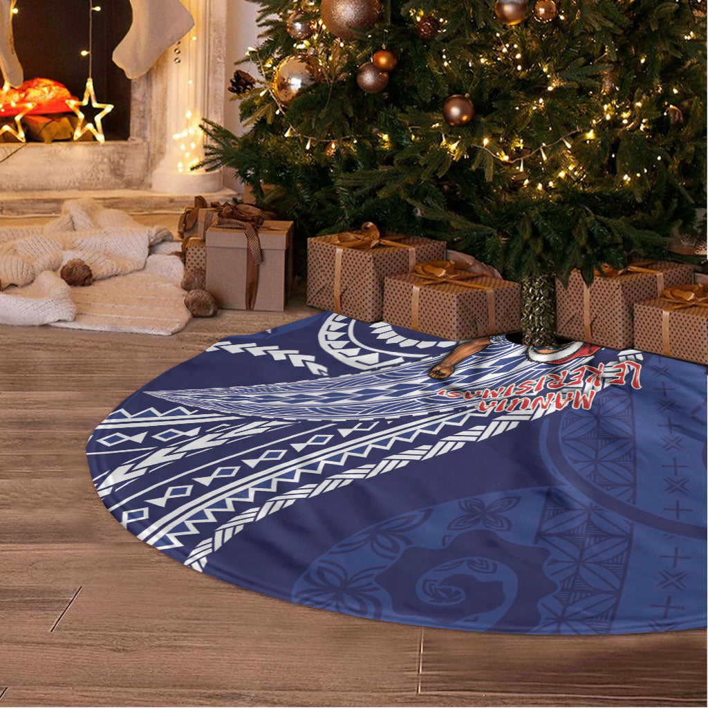Samoa Christmas Tree Skirt Santa Riding Sea Turtle DT05 - Polynesian Pride