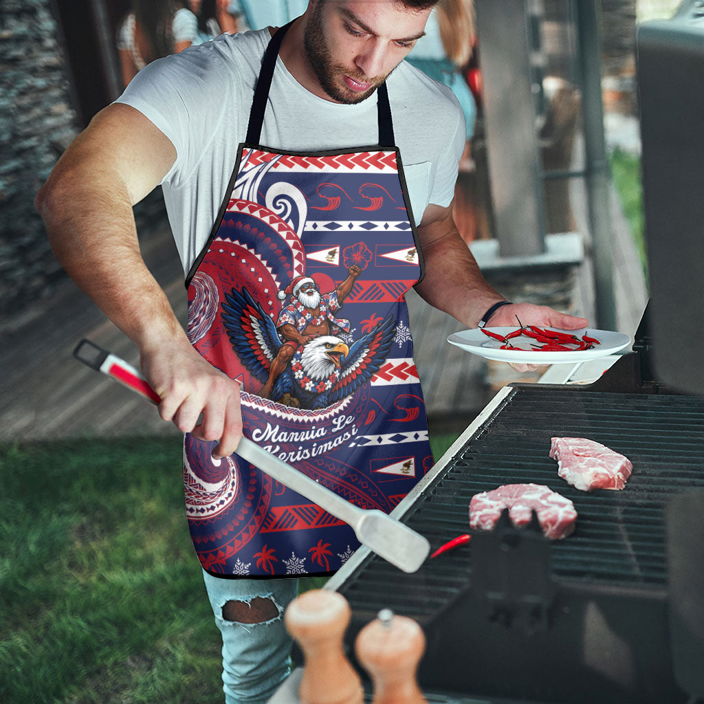 American Samoa Christmas Apron Santa Riding Bald Eagle DT05 - Polynesian Pride