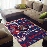 American Samoa Christmas Area Rug Santa Riding Bald Eagle DT05 - Polynesian Pride