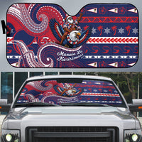 American Samoa Christmas Auto Sun Shade Santa Riding Bald Eagle DT05 Navy - Polynesian Pride