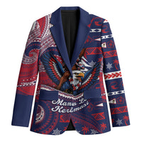 American Samoa Christmas Blazer Santa Riding Bald Eagle DT05 Unisex Navy - Polynesian Pride