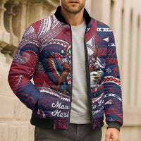 American Samoa Christmas Bomber Puffer Jacket Santa Riding Bald Eagle DT05 - Polynesian Pride