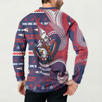 American Samoa Christmas Button Sweatshirt Santa Riding Bald Eagle DT05 - Polynesian Pride