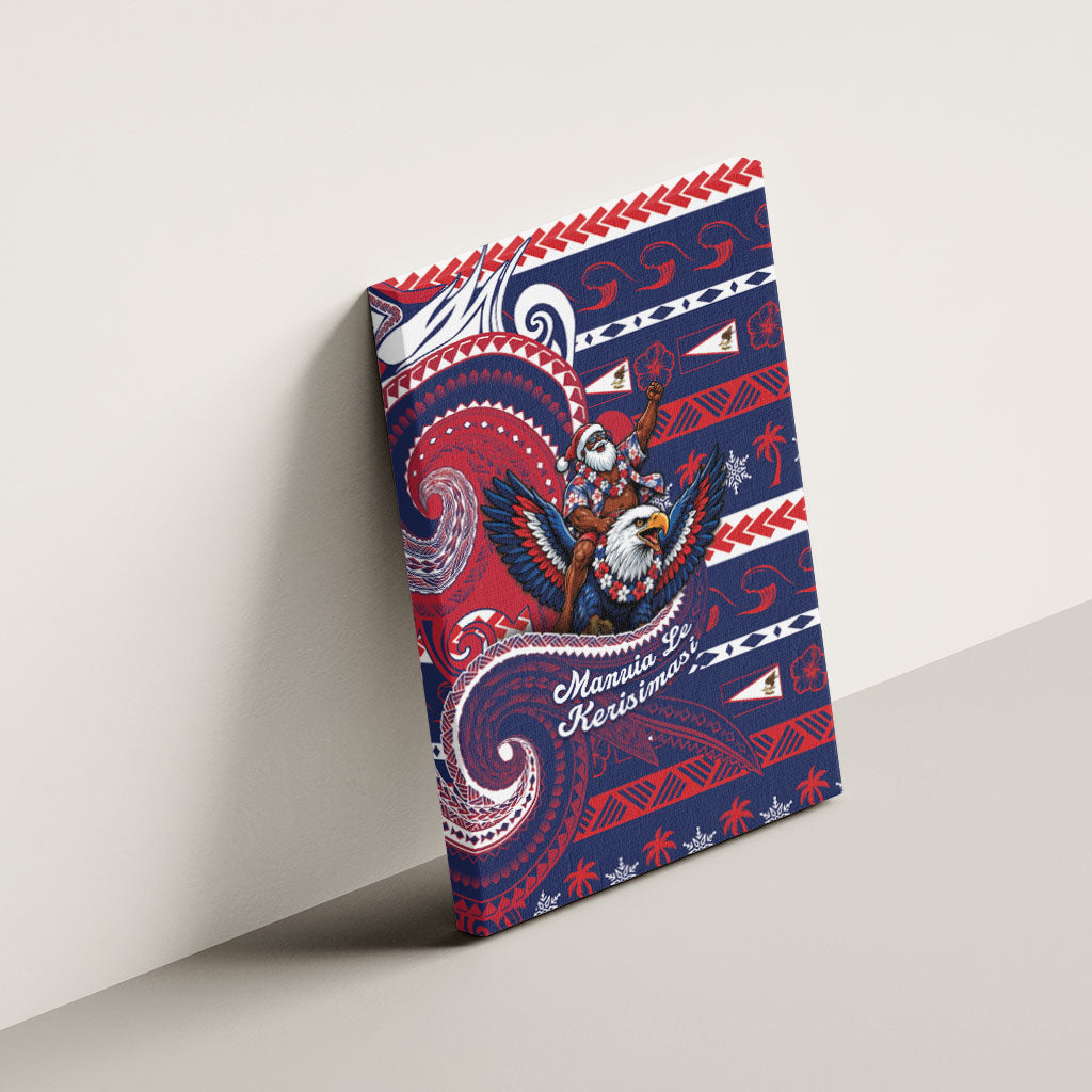 American Samoa Christmas Canvas Wall Art Santa Riding Bald Eagle DT05 - Polynesian Pride